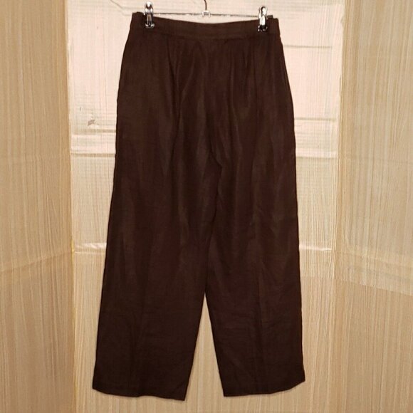 Bloomingdales Womens Petite Brown Linen Capri Pants 2P - Picture 2 of 6